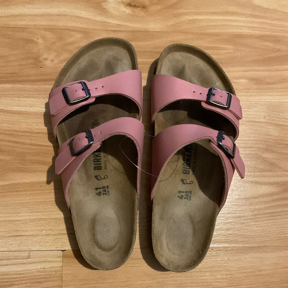 Birkenstock Women's Pink Double-Buckle Slide Sandals